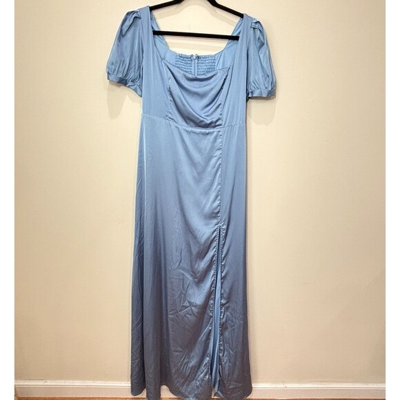 Lulus Effortless Romance Powder Blue Satin Maxi Dress XL Bridgerton Regency - Picture 2 of 10